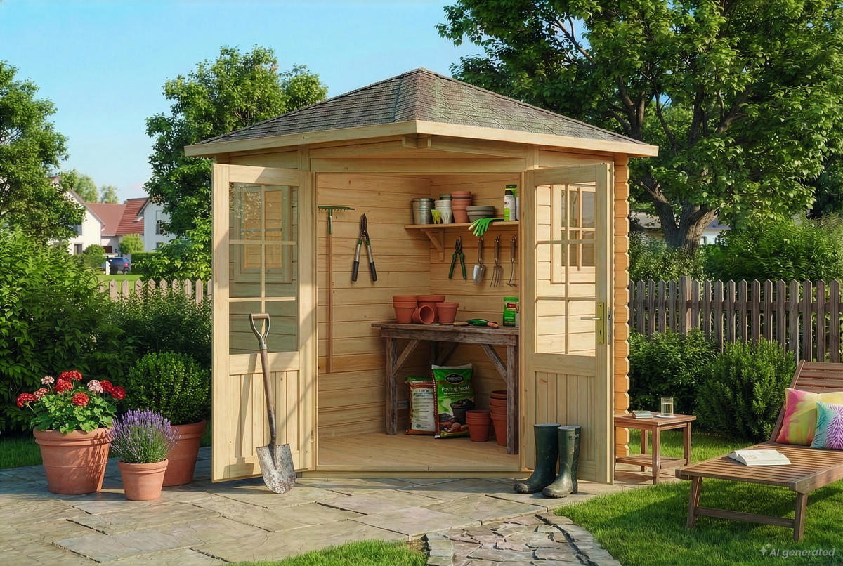 GERÄTEHAUS Holz Sunny Compact - Naturfarben, Holz (220/248/220cm) - Alpholz