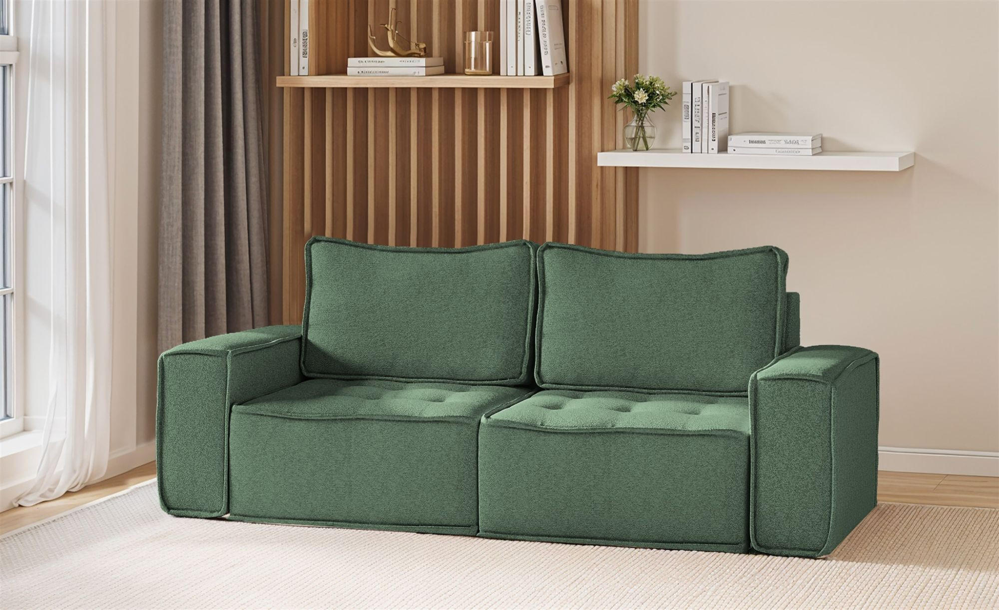 SOFA Sande In Raven - Grün, Holzwerkstoff/Textil (212/85/90cm) - Fun Möbel