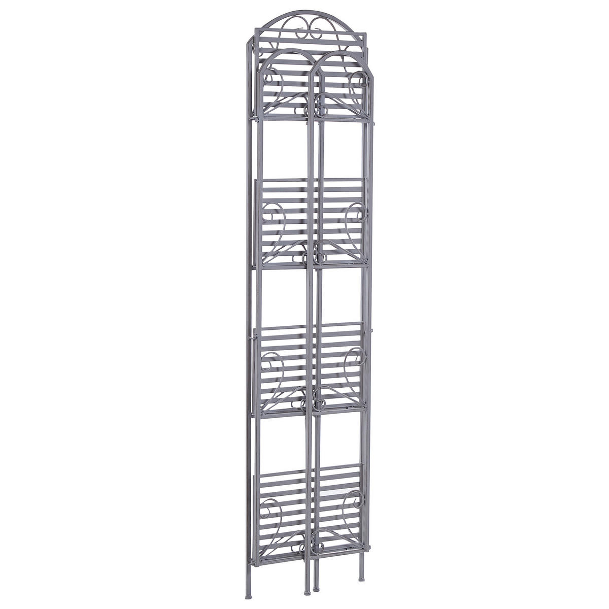 BADREGAL Metall Antik Optik grau 4 Fächer klappbar Valdivia - Grau, Metall (40/166/27cm) - Beliani