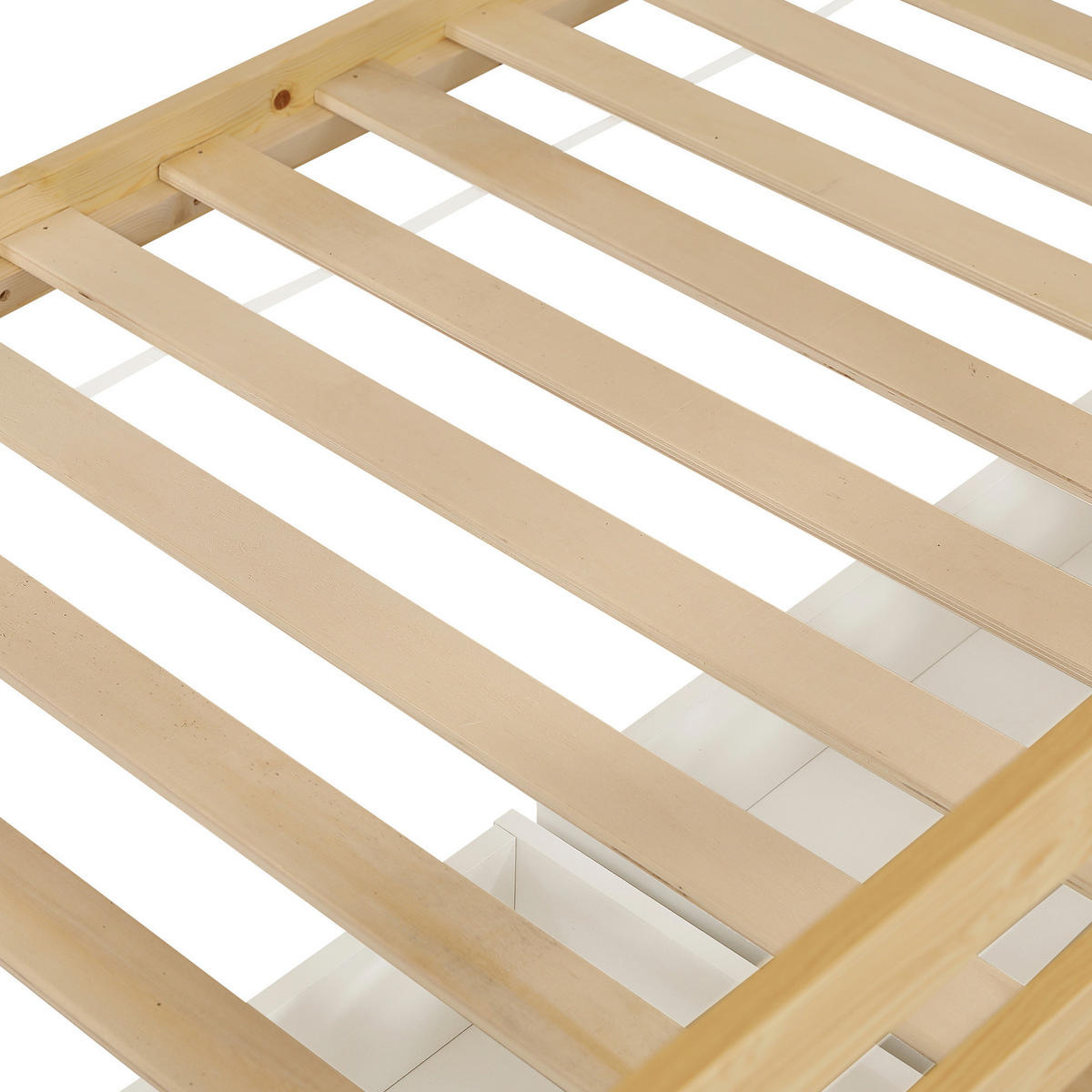ETAGENBETT mit Stauraumtreppe 90x200 cm Weiß Natur - Weiß, Holz (90/200cm) - Meubliv
