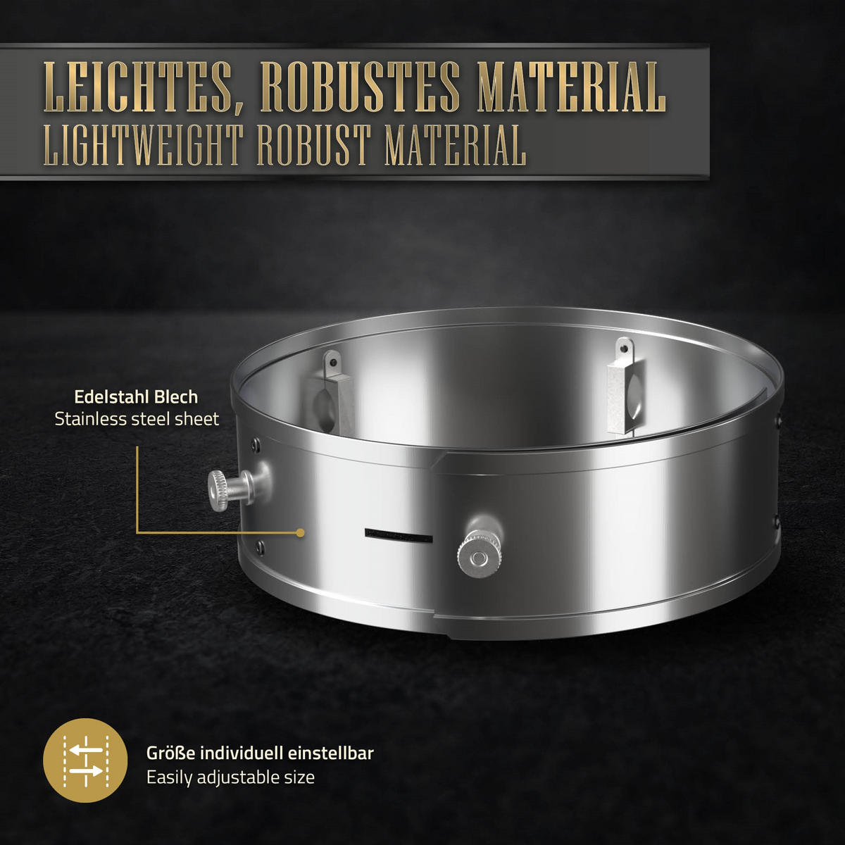 POWER RING FÜR RAKETENOFEN Ø25-35 cm - Silberfarben, Metall (25/9/25cm) - BBQ Boss