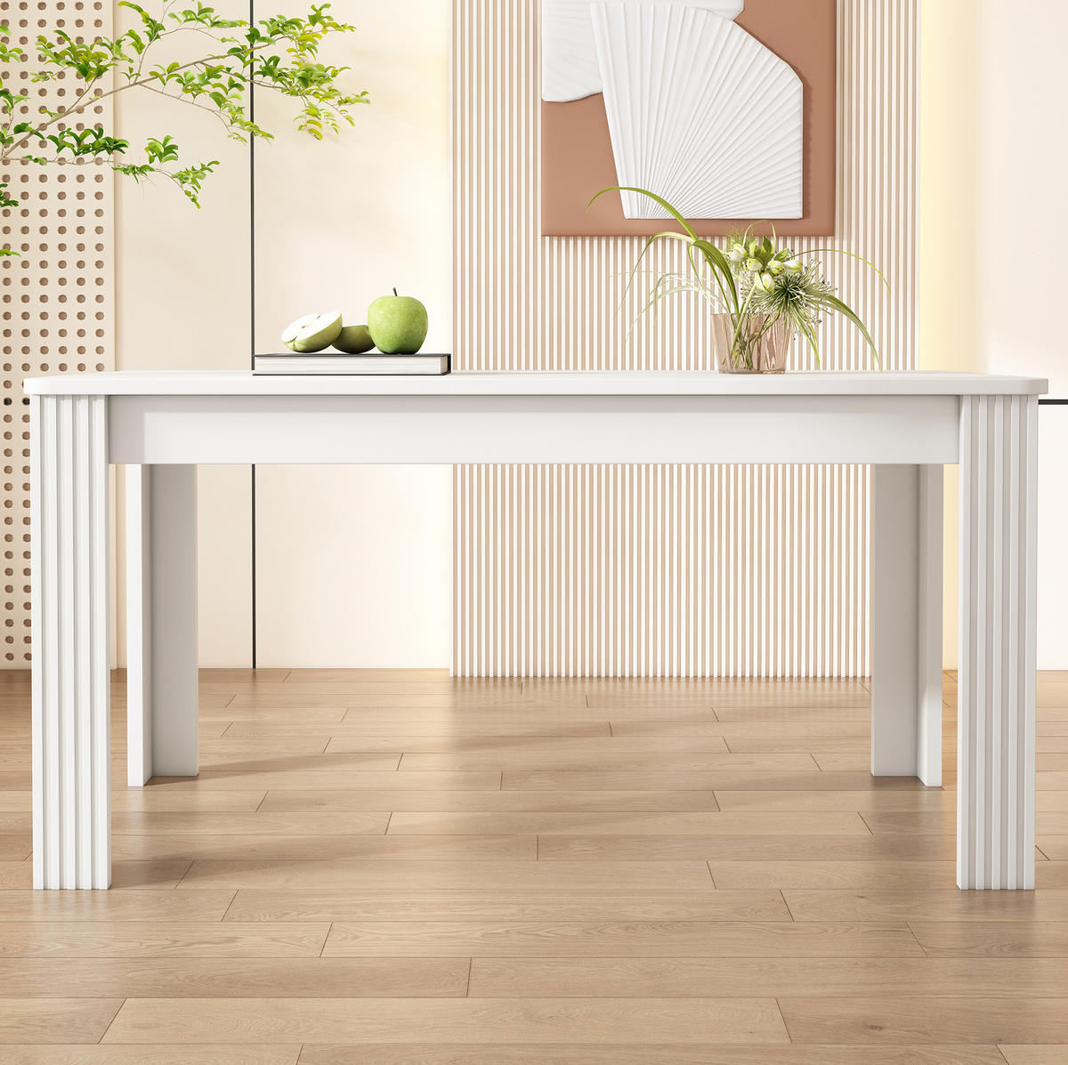 JÍDELNÍ stůl bílý z dřevotřísky se stabilní konstrukcí - bílá, kompozitní dřevo (116/65/75cm) - OKWISH
