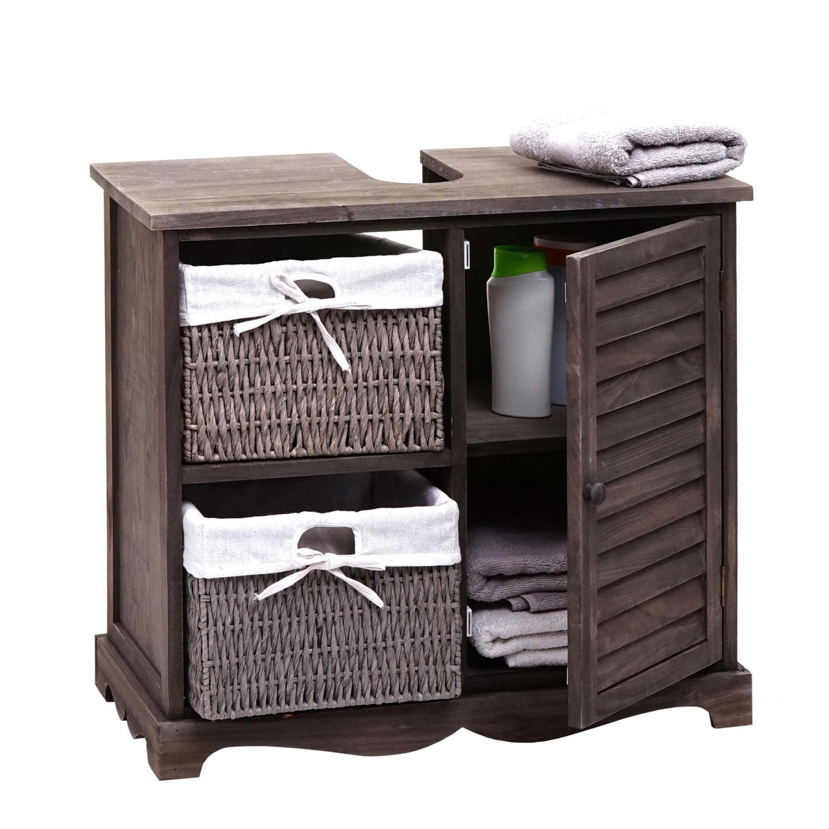 WASCHBECKENUNTERSCHRANK Grau, Braun - Braun/Grau, Holz (65/60/31cm) - MCW