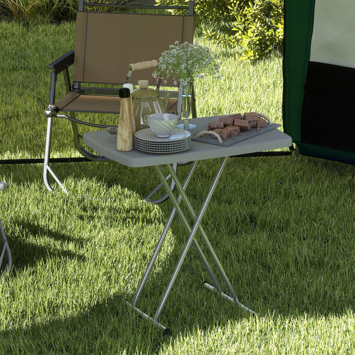 GARTENKLAPPTISCH DE-14193 höhenverstellbar 6-Stufen Grau - Dunkelgrau, Kunststoff (76/50/74cm) - ComfortXL