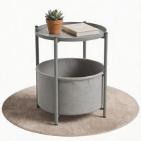 COUCHTISCH NINA Metall mit Aufbewahrungskorb Canvas Grau - Grau, Metall (45/45/48cm) - Coemo