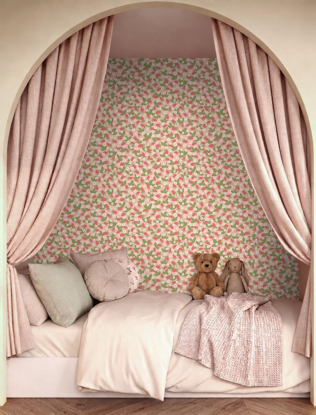 TAPETE Erdbeeren 50 x 900 cm - Pink, Papier (50/0.1cm) - ESTAhome