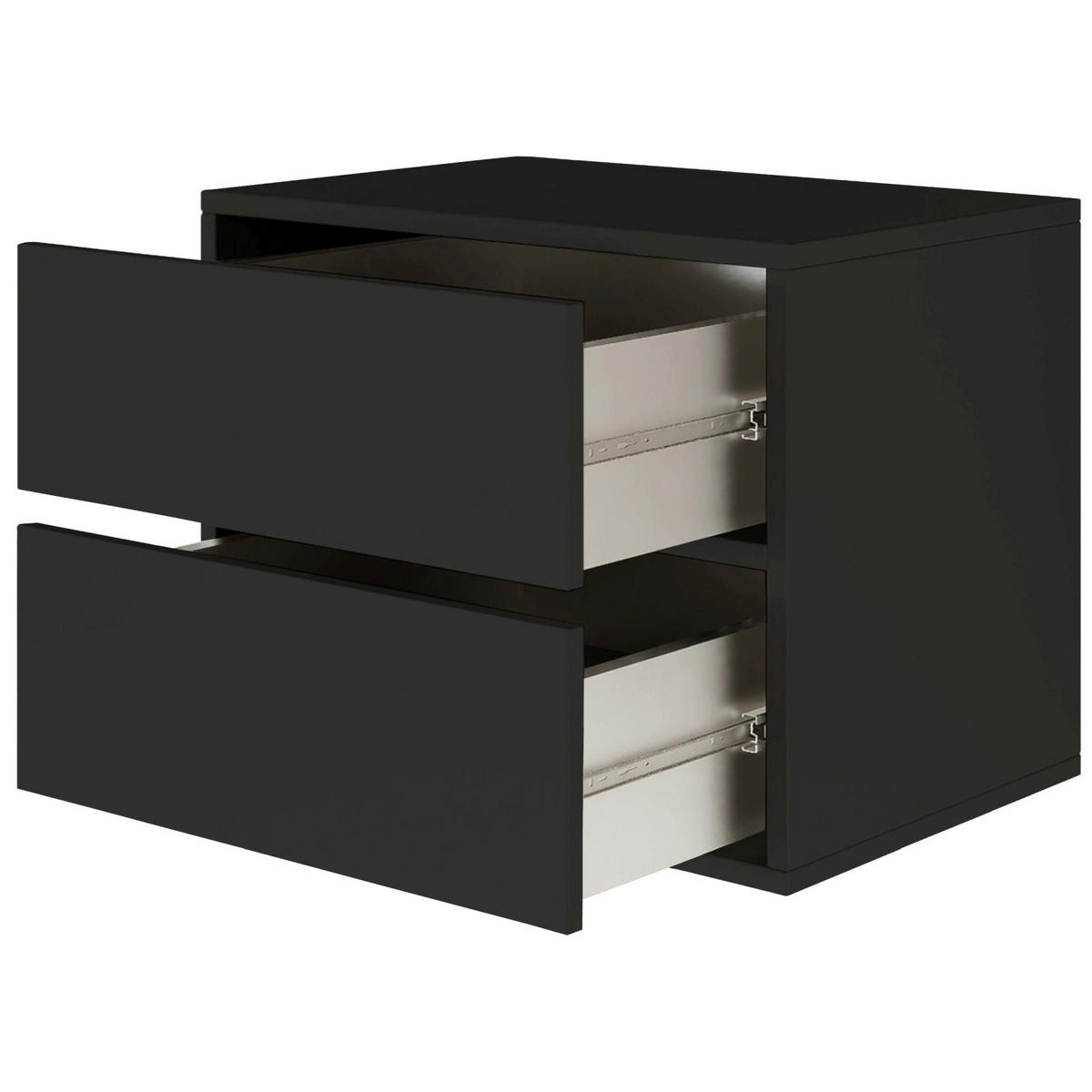 NACHTTISCH hängend Framme Schwarz mit 2 Schubladen, 50 cm - Schwarz, Holzwerkstoff (50/40/36cm) - Selsey