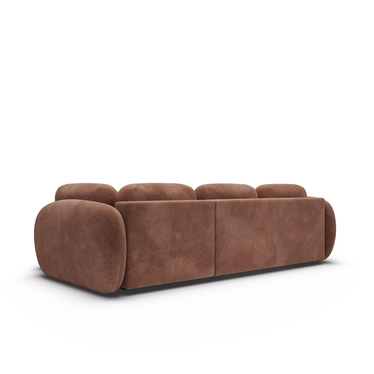 ECKSOFA AMICO II R-S Braun Geflochtener Stoff mit Schlaffunktion - Braun, Holz (289/190cm) - MASSENO