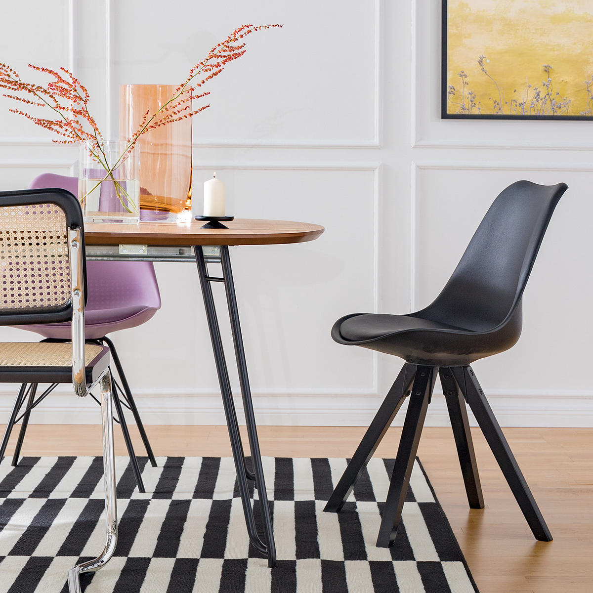 ESSZIMMERSTUHL - Schwarz, Holz/Kunststoff (49/85/55cm) - home24