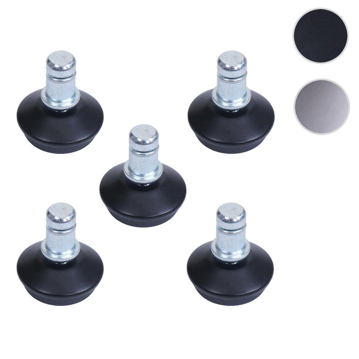 BODENGLEITER Schwarz 5er-Set - Schwarz, Kunststoff (3/4/3cm) - MCW