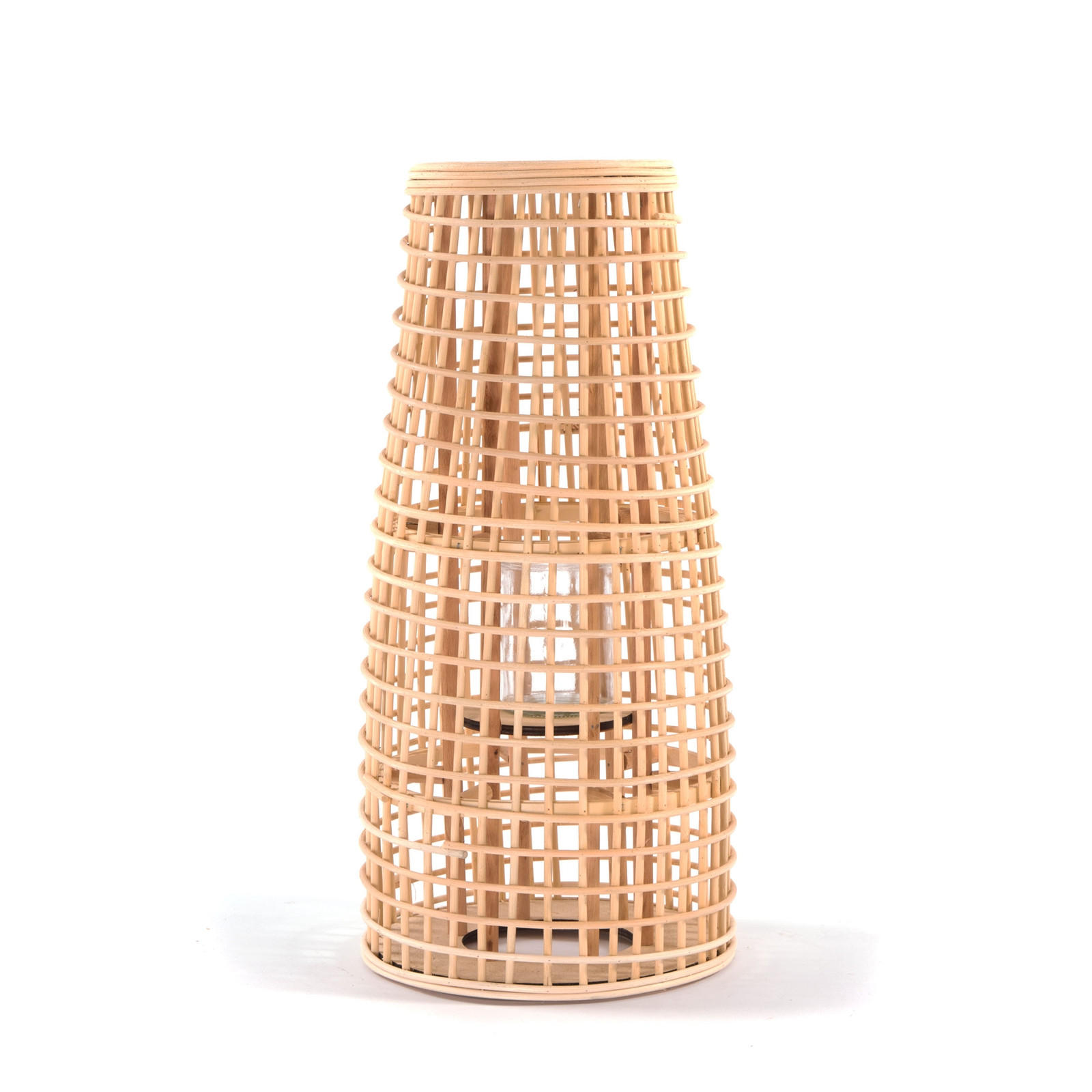 LATERNE Iva 50 Bambus, mit Windlicht-Glaseinsatz naturfarben - Naturfarben, Holz (25/50/25cm) - CREEDWOOD