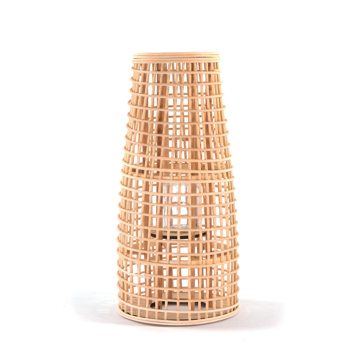 LATERNE Iva 50 Bambus, mit Windlicht-Glaseinsatz naturfarben - Naturfarben, Holz (25/50/25cm) - CREEDWOOD