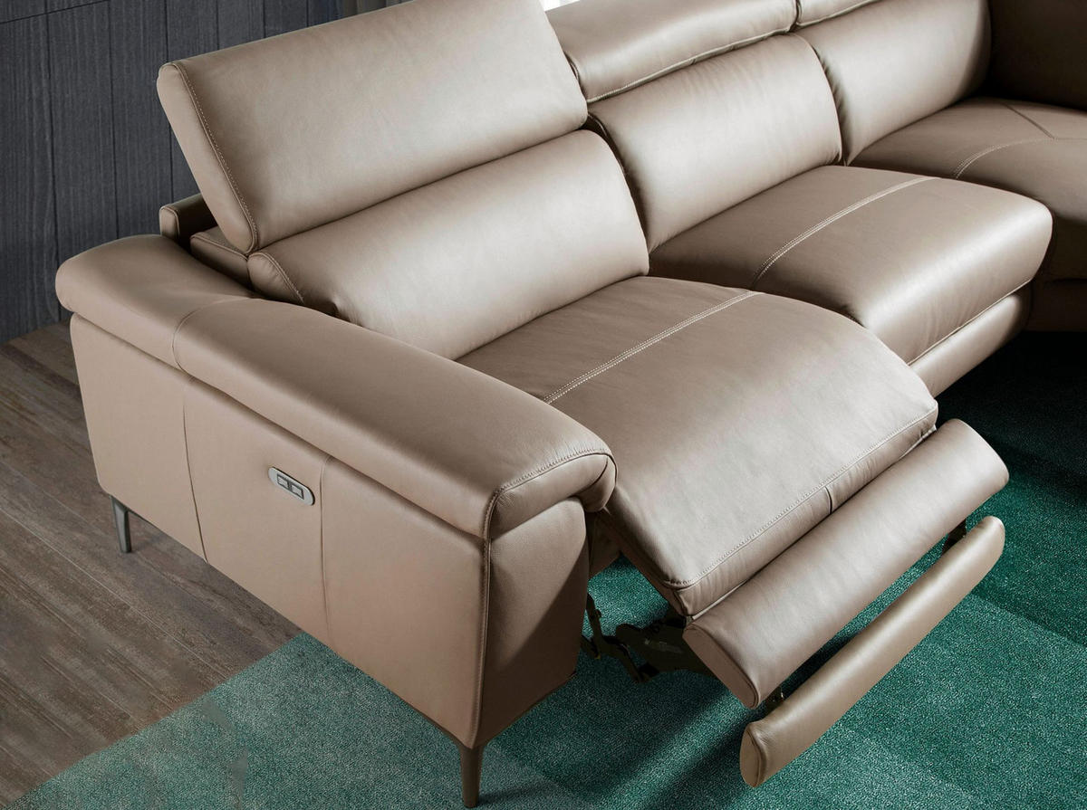 ECKSOFA Relaxsofa mit rechter Chaiselongue in Leder Nerz 295/232/97 cm - Taupe, Leder (295/232cm) - ANGEL CERDA