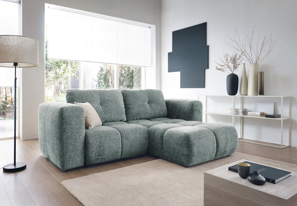 ECKSOFA ARTE 01 Grau Chenille mit Schlaffunktion - Grau, Holz (245/177cm) - MASSENO