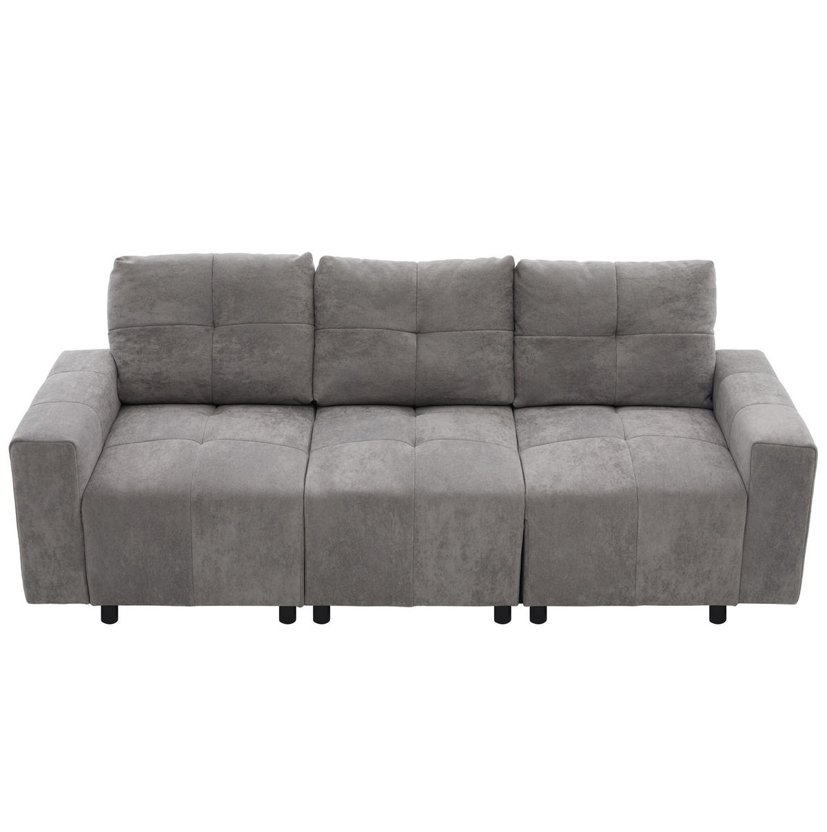 3-SITZER-SOFA aus Chenille 213x94x84 cm Grau mit Schlaffunktion, verstellbarer Sitztiefe und kompakter gerader Form - Grau, Kunststoff (213/84/94cm) - Modfu
