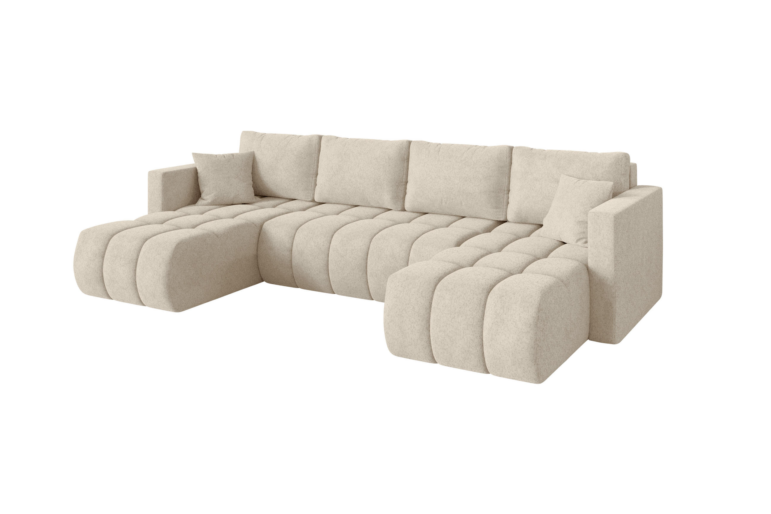 WOHNLANDSCHAFT mit Schlaffunktion und Bettkasten GARD-U 300x146x85 Creme Velours - Creme/Schwarz, Holzwerkstoff/Kunststoff (300/85/146cm) - ALTDECOR