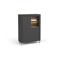 KOMMODE MONI 05 in Schwarz / Eiche Whiskey matt 97/136/40 cm mit LED - Schwarz, Holzwerkstoff (97/136/40cm) - Deine Möbel 24