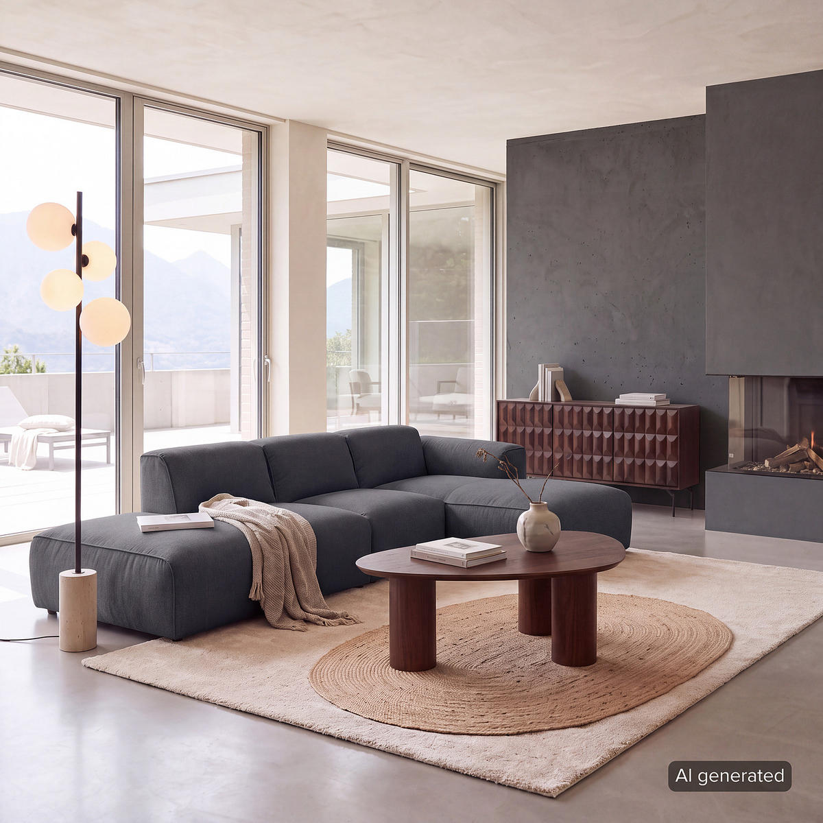 ECKSOFA mit Chaiselongue - Schwarz/Grau, Kunststoff/Textil (290/173cm) - home24
