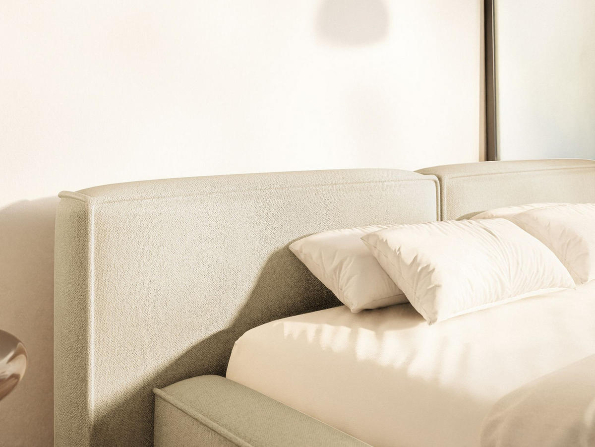 POLSTERBETT Tilves Low Hellbeige 160x200 cm - Ecru/Schwarz, Kunststoff/Textil (160/200cm) - Selsey