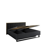 BETT MERONA – 160×200 cm mit Bettkasten und anhebbarem Lattenrost Schwarz Graphit - Schwarz, Holzwerkstoff (160/200cm) - Milaros Markt