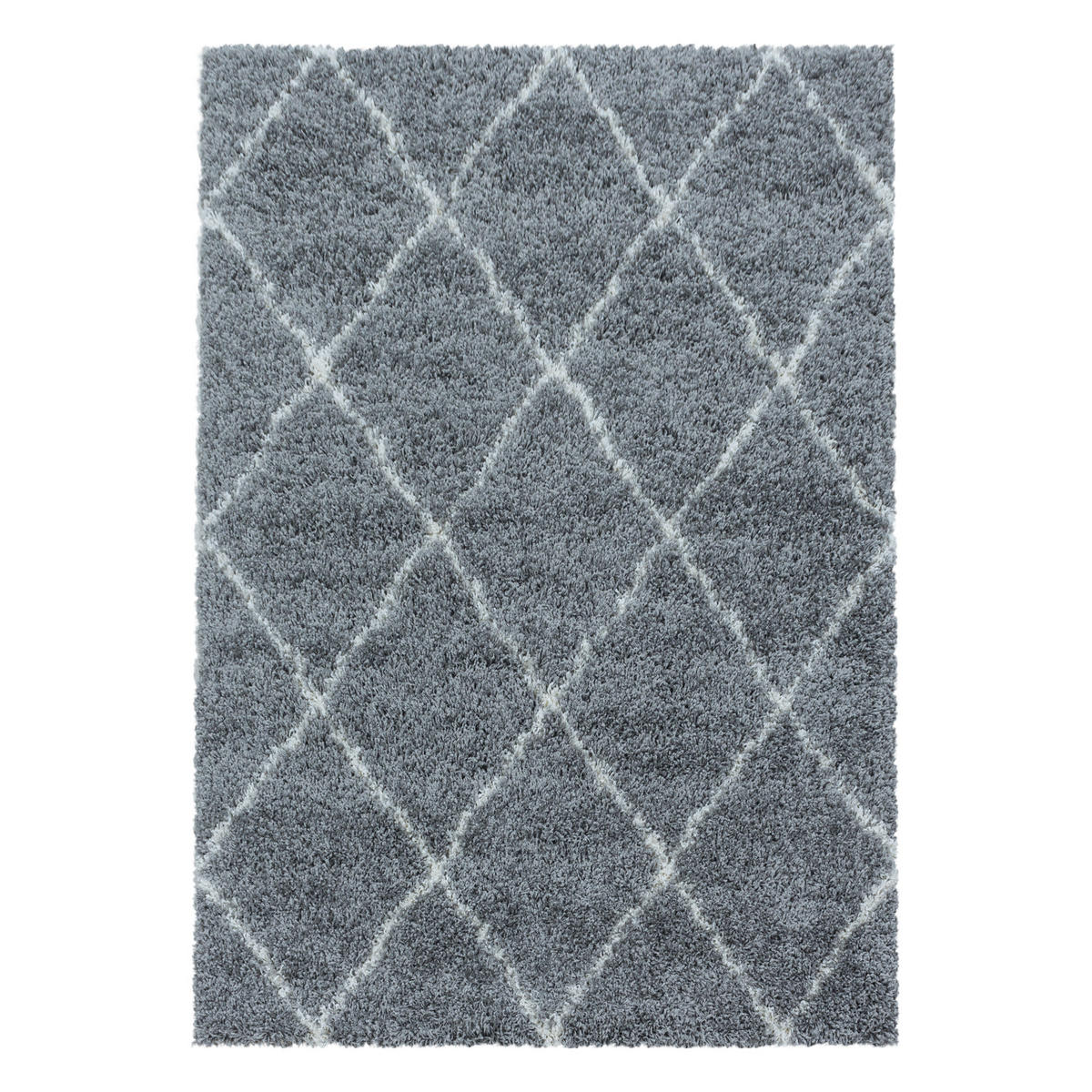 TEPPICH Hochflor Shaggy Geometrisch Polypropylen Wohnzimmer Grau Läufer 60x110 - Grau, Textil (60/110cm) - KADIMA DESIGN