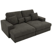 TROJMIESTNA POHOVKA ANERA - Tmavosivá Samet - čierna/tmavosivá, textil/plast (248/107/163cm) - MKS