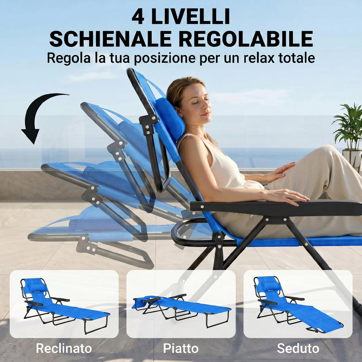 GARTENLIEGE Blau 1 Stück - Blau, Naturmaterialien (72/31/194cm) - GiPP