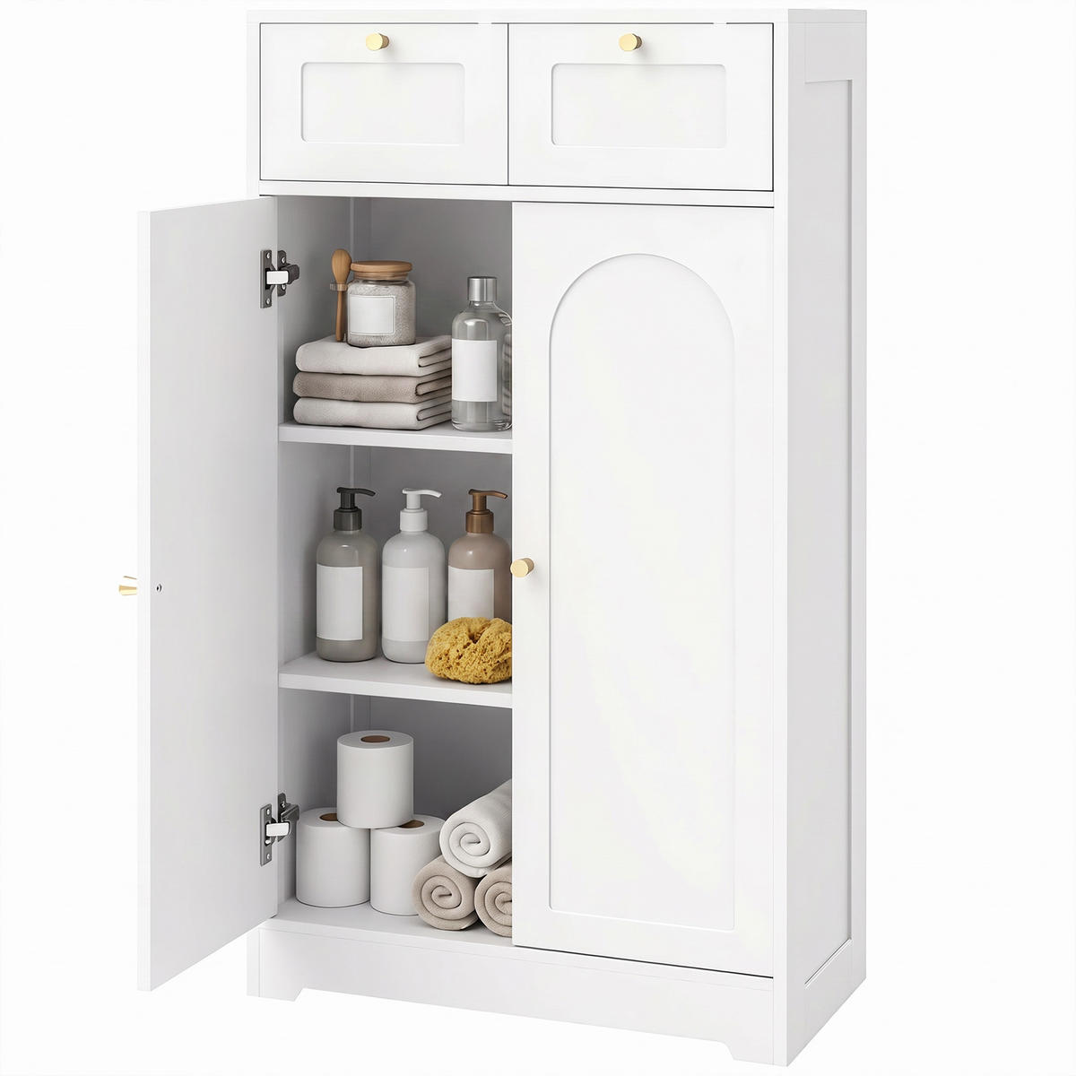 BADEZIMMERSCHRANK Weiß 30.0/60.0/108.0 cm - Weiß, Holzwerkstoff (60/108/30cm)