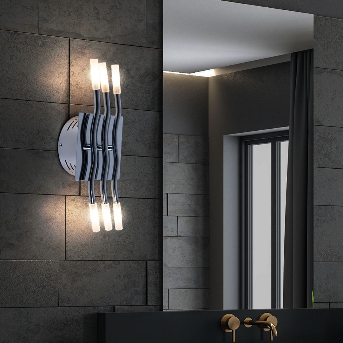 LED WANDLEUCHTE MEDUSA Silber Metall Glas - Silberfarben, Glas (14/8.5/35cm) - Globo Lighting