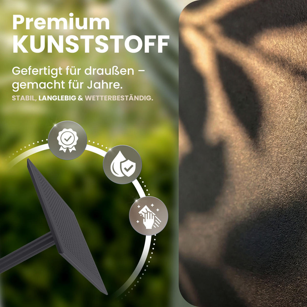GARTENTISCH eckig 60/60/74 cm Kunststoff schwarz - Schwarz, Kunststoff (60/60/74cm) - CLP