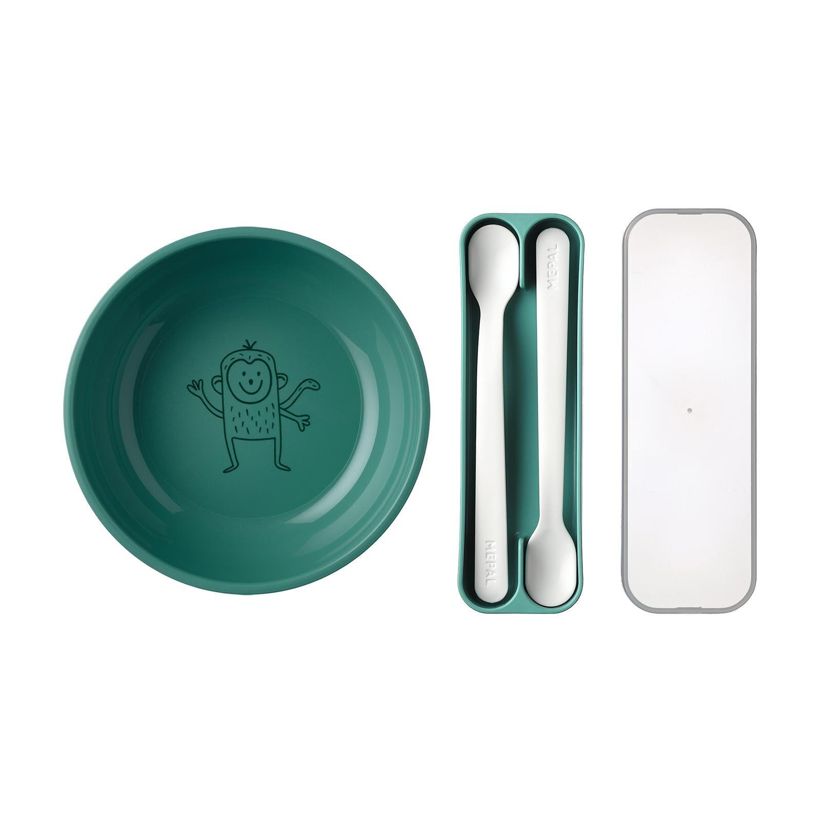 KINDERSCHALE MIT FÜTTERLÖFFEL Mio deep turquoise 3er Set - Türkis, Kunststoff (12.7/4.5/12.7cm) - Mepal