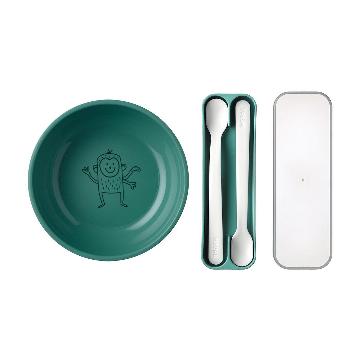 KINDERSCHALE MIT FÜTTERLÖFFEL Mio deep turquoise 3er Set - Türkis, Kunststoff (12.7/4.5/12.7cm) - Mepal
