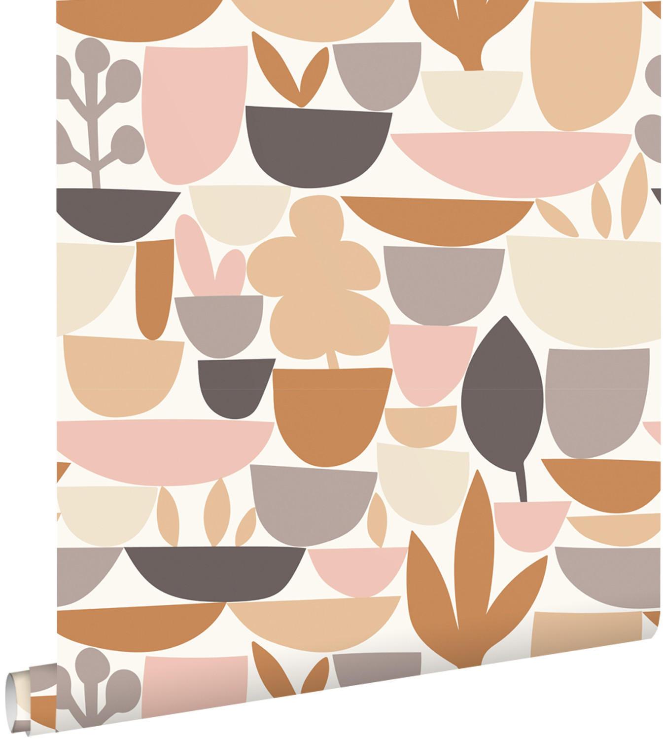 TAPETE Keramik und Pflanzen 50 x 900 cm - Braun, Papier (50/900cm) - ESTAhome
