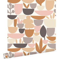 TAPETE Keramik und Pflanzen 50 x 900 cm - Braun, Papier (50/900cm) - ESTAhome