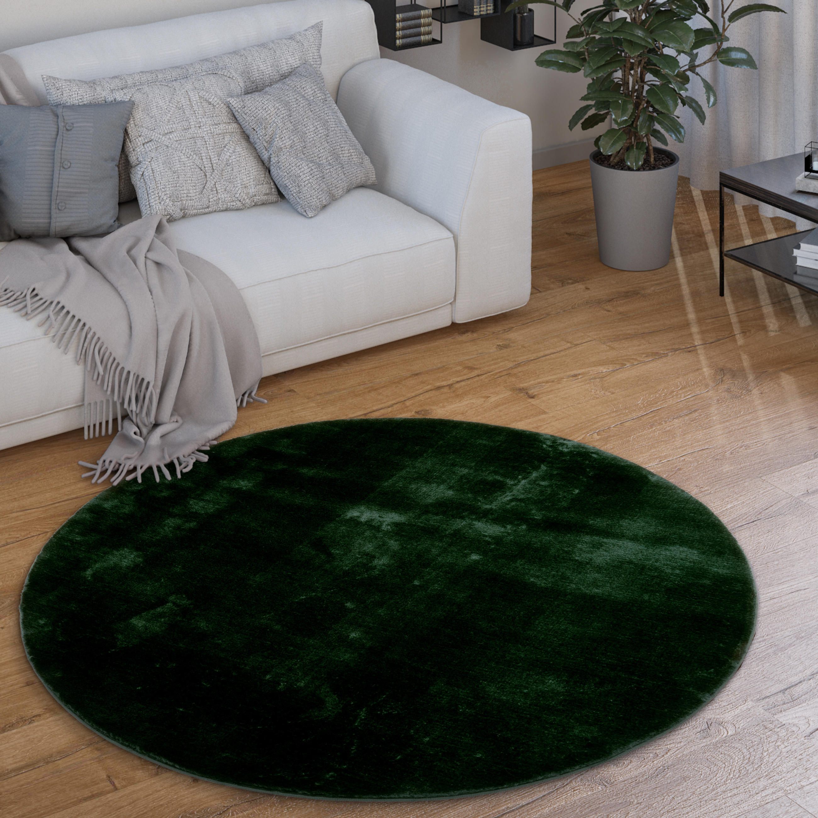 KURZFLORTEPPICH 120/120 cm Cadiz 630 - Grün, Textil (120/120cm) - Paco Home