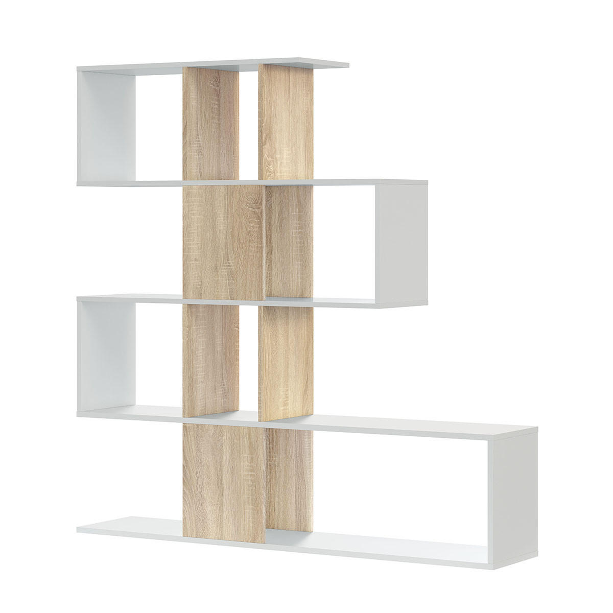 BÜCHERREGAL mit 4 Ebenen und 11 Aufbewahrungsfächern H145 cm - Apfelbaumfarben, Holzwerkstoff (28/145/145cm) - Calicosy