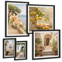 BILDER SET 5er Set - 50x50 cm & 20x30 cm & 40x60 cm Schwarzer Rahmen - Zitrusfrüchte in der Küche - Schwarz, Kunststoff (40/60cm) - TULUP