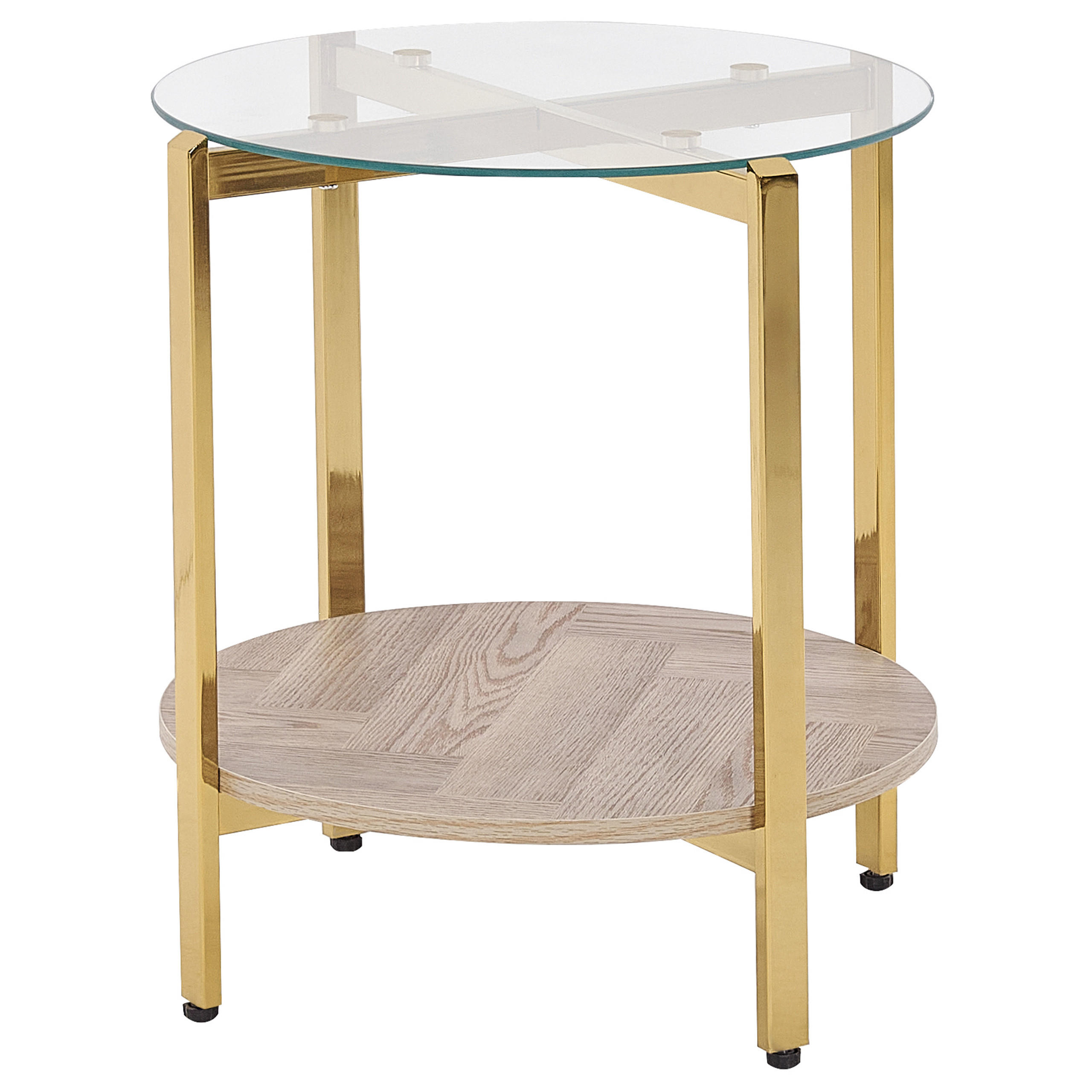 BEISTELLTISCH Gold/Heller Holzfarbton Lovell - Hellbraun/Goldfarben, Metall (50/50/55cm) - Beliani