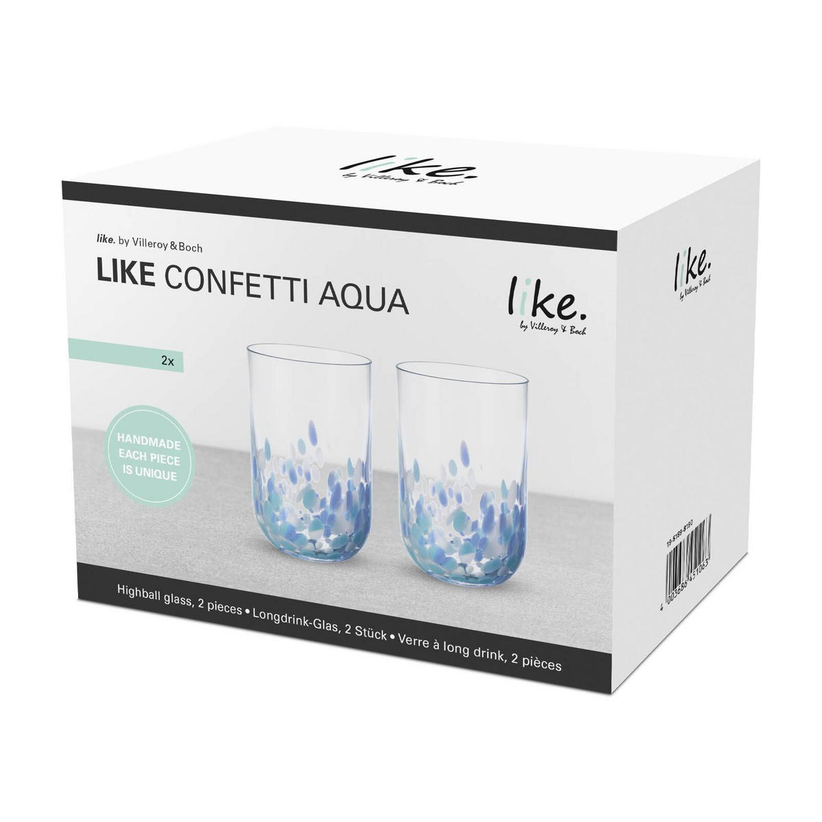 LONGDRINKGLAS Like Confetti blau 300 ml 2er Set - Blau, Glas (0.3L) - like.Villeroy & Boch