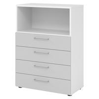 SCHUBLADENSCHRANK - 4 Schübe 42/80/110 cm in Weiß/Grau - Weiß/Grau, Holzwerkstoff (80/110/42cm) - bümö
