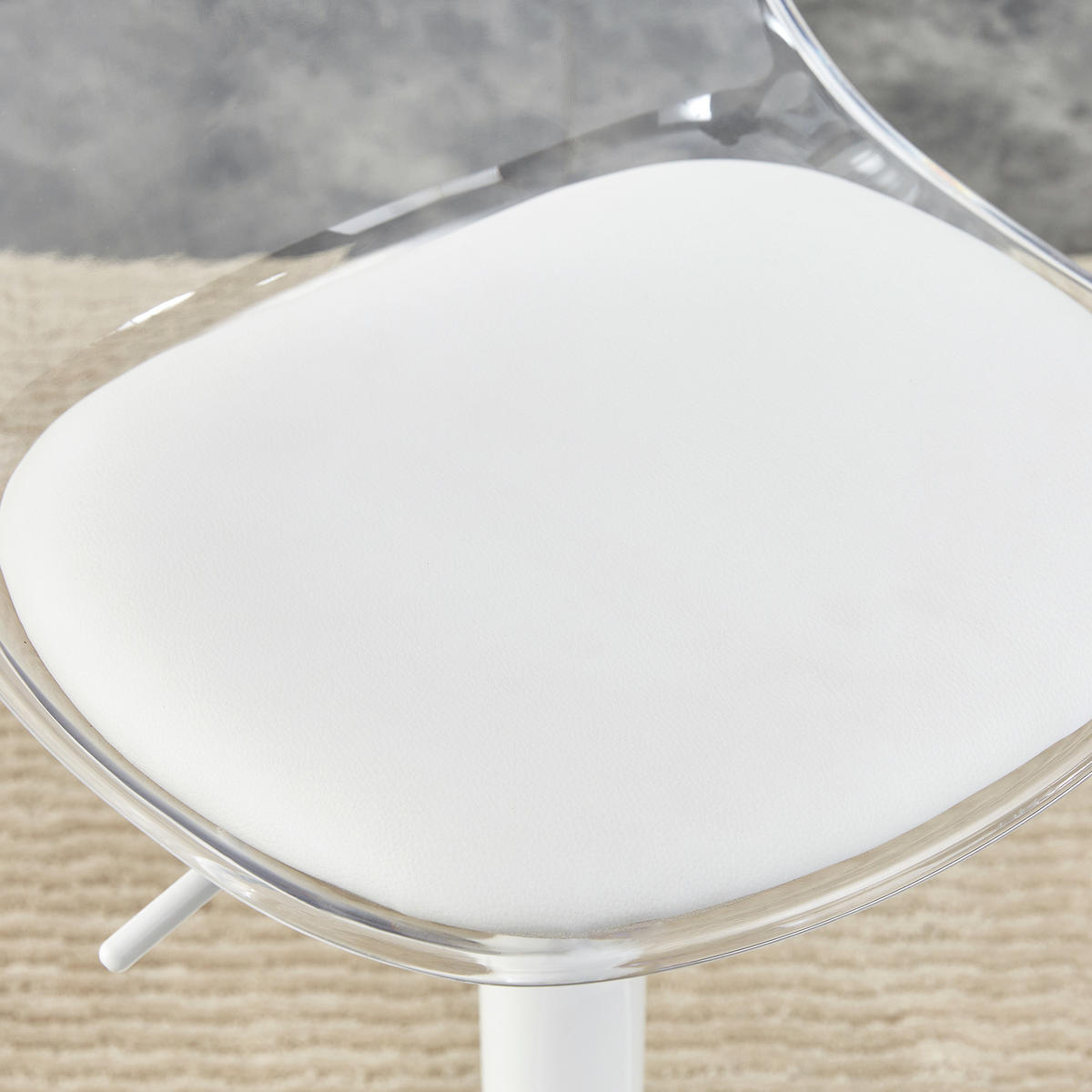 BARHOCKER 2er-Set Transparent und Weiß höhenverstellbar mit Rückenlehne und 360° Drehung - Transparent, Metall (33/82/40.5cm) - PANGIVO
