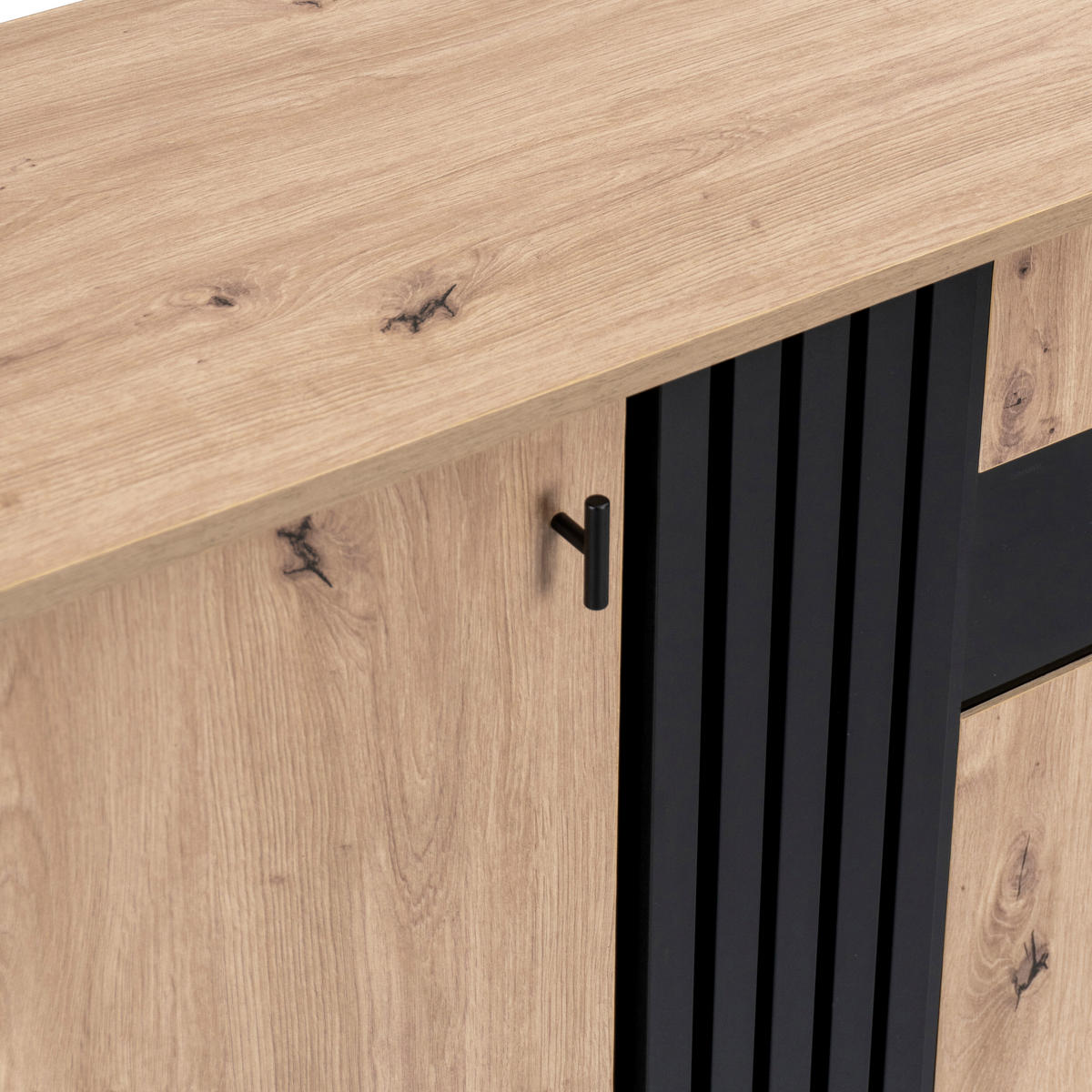 SIDEBOARD Schwarz 140/78/41 cm - Schwarz, Holzwerkstoff/Metall (78/41/140cm) - Urban Meuble