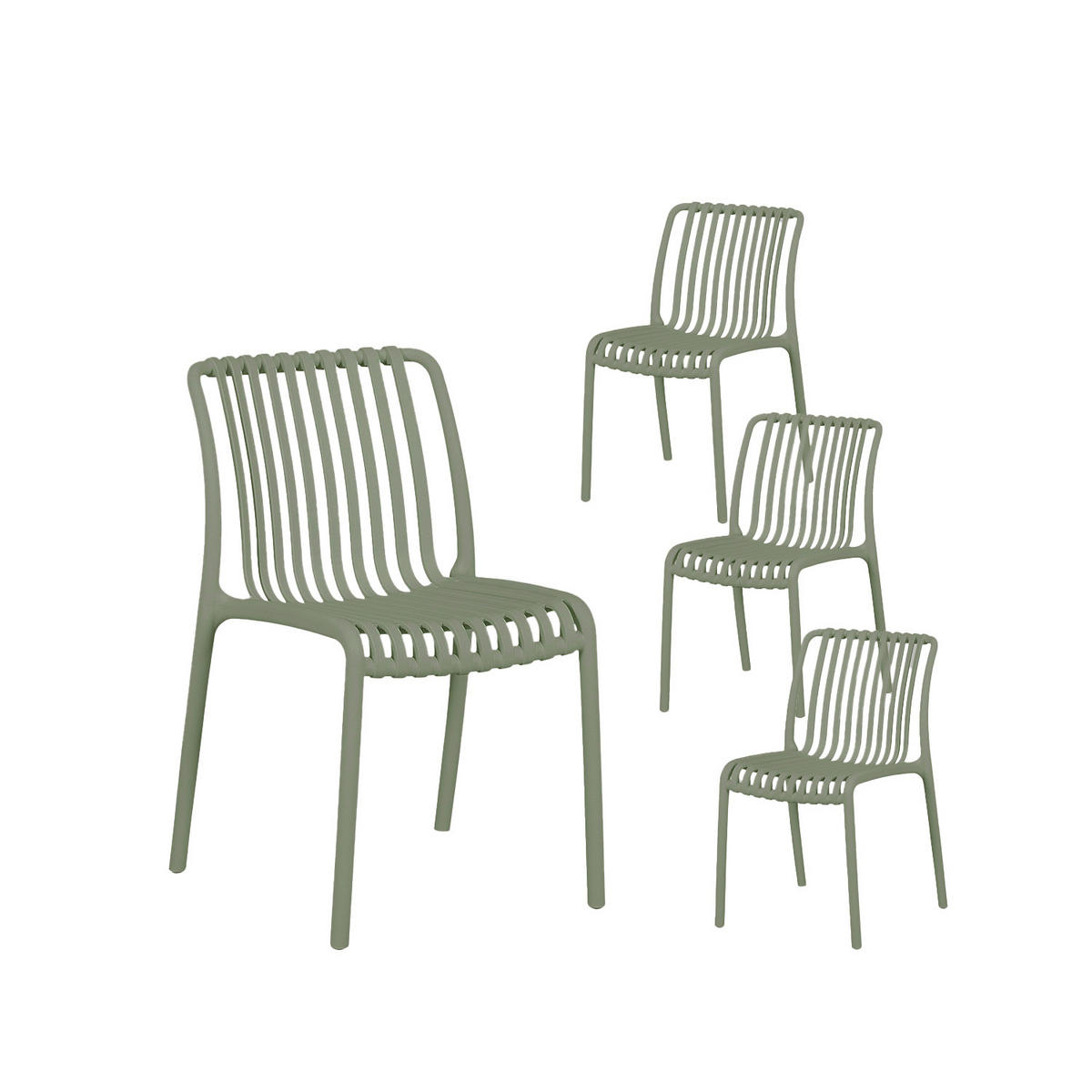 GARTENSTUHL Ollie Grün 45 cm x 78 cm 4er-Set - Grün, Kunststoff (45/78/62cm) - Klast Home