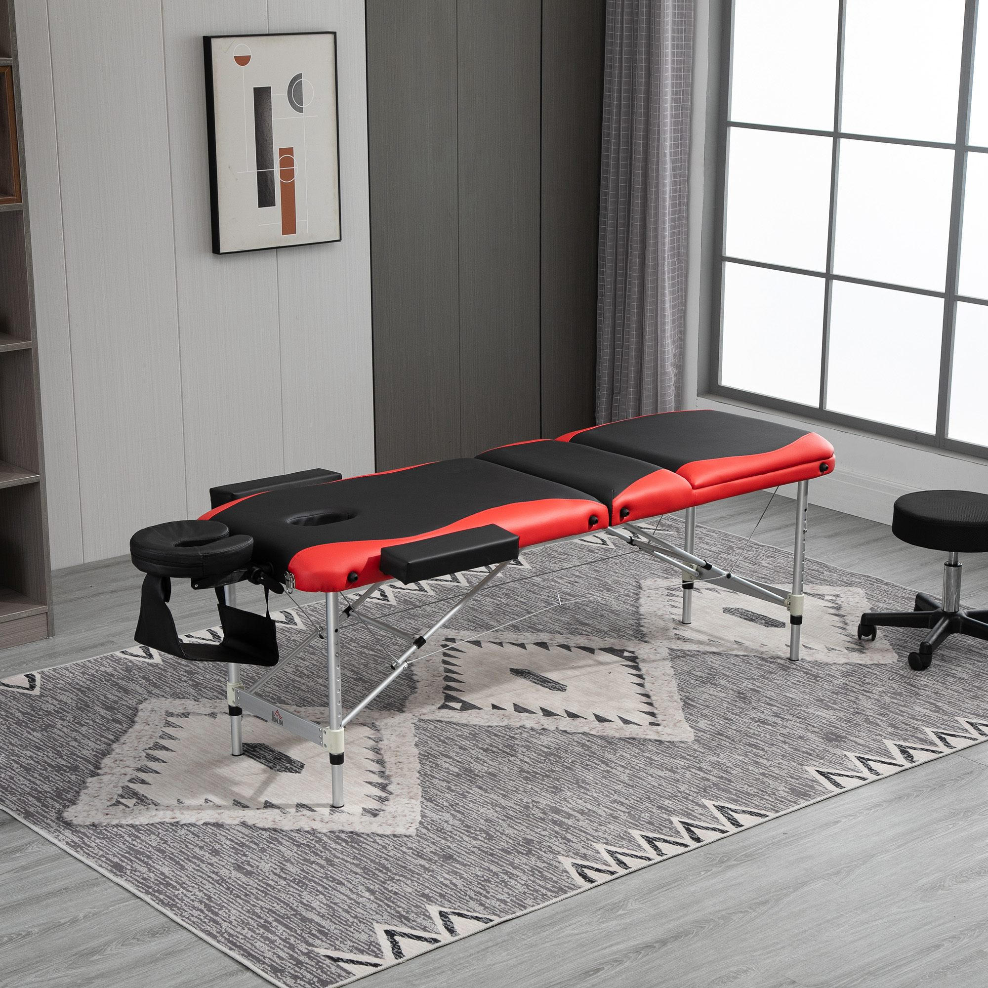MASSAGELIEGEN, Aluminium, Schwarz+Rot - Multicolor, Metall (60/84/215cm) - HOMCOM