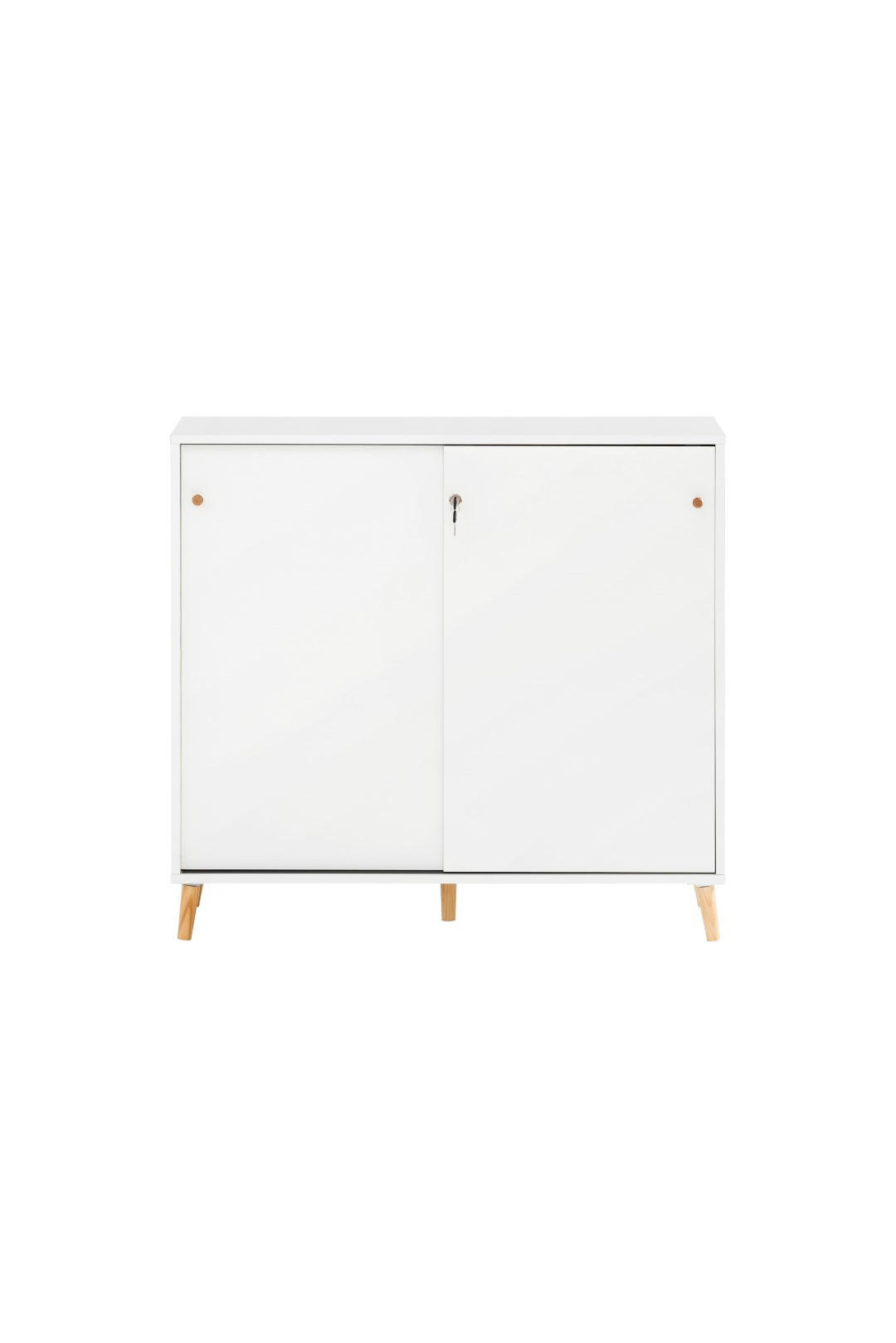 AKTENSCHRANK Jaguar Large 92,6x100x41 cm 2 Fächern & 2 abschließbare Schiebetüren Weiß - Weiß, Holz (100/92.6/41cm) - PROREGAL