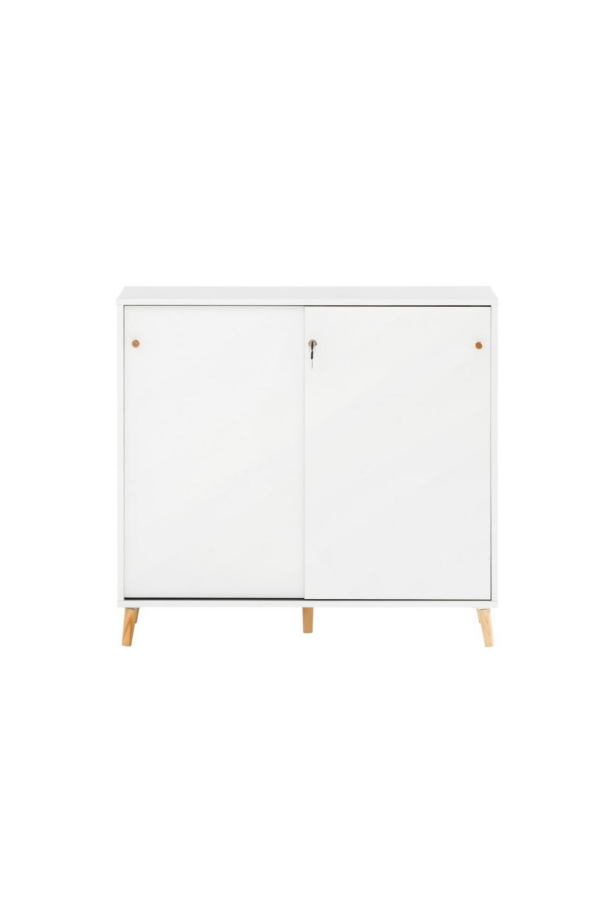 AKTENSCHRANK Jaguar Large 92,6x100x41 cm 2 Fächern & 2 abschließbare Schiebetüren Weiß - Weiß, Holz (100/92.6/41cm) - PROREGAL