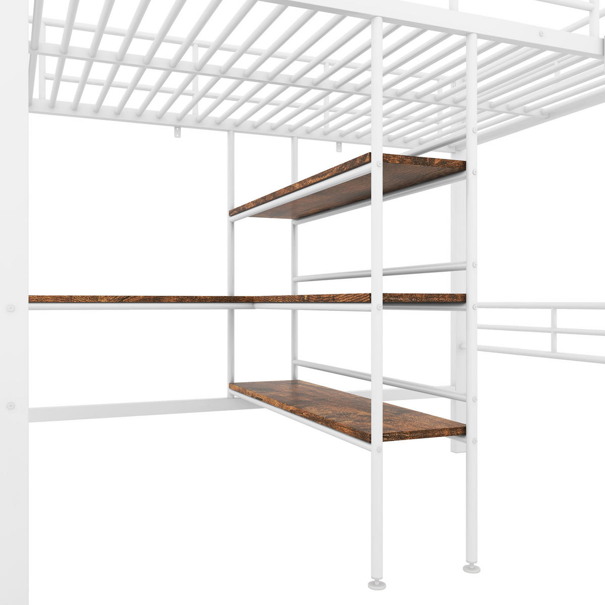 HOCHBETT 90x200cm mit Schreibtisch in 90x200cmMetall - Weiß, Metall (90/200cm) - KOMHTOM