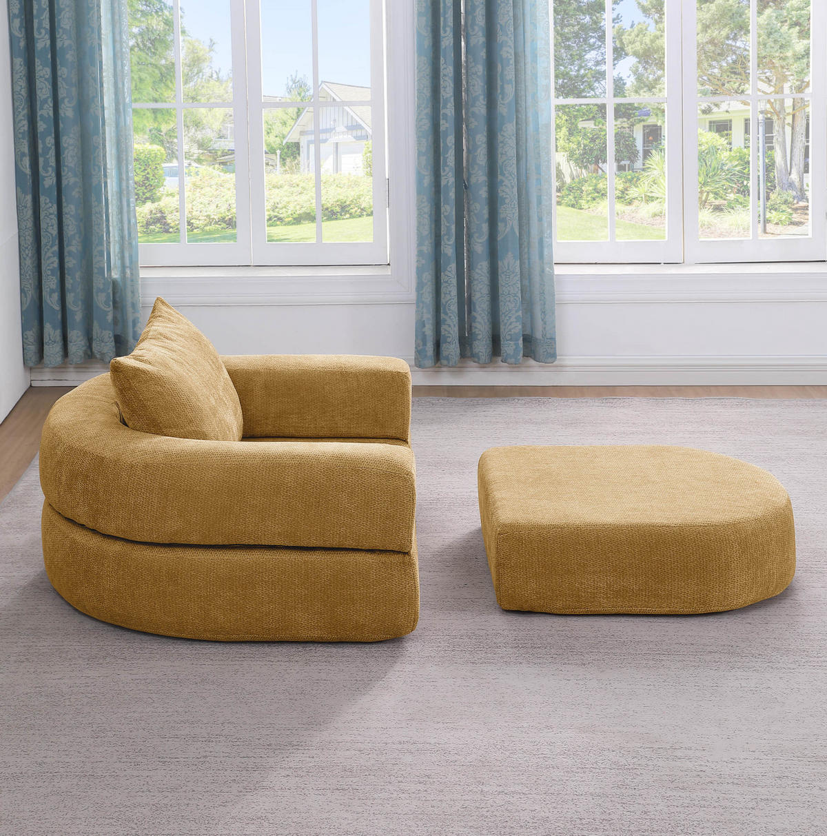 SOFA modulare Wohnlandschaft Chenille Yellow - Gelb, Kunststoff (90/41/101cm) - Meubliv