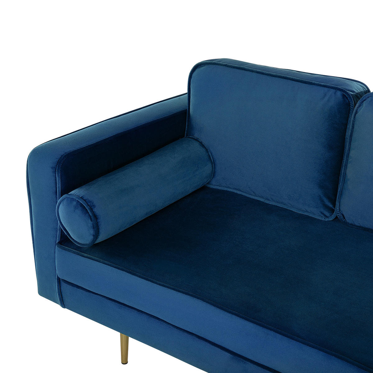 CHAISELONGUE Samtstoff marineblau linksseitig Miramas - Blau/Goldfarben, Textil (171/63/79cm) - Beliani
