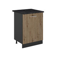 SPODNÍ SKŘÍŇKA KUCHYŇSKÉ LINKY R-Line, Řemeslný dub/Antracit, 60 cm s 1 dveřmi pracovná doska antracitová - antracitová/dub artisan, kompozitní dřevo (60/81.6/60cm) - Vicco